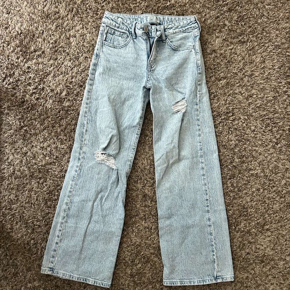 Girls Art Class Light Blue Distressed Wide Leg Jeans
